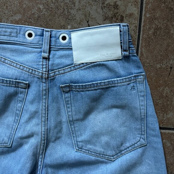 Rag & Bone Ruth Super High Rise Wide Leg Jeans Raw Hem Light Wash Size 25 - Picture 5 of 14
